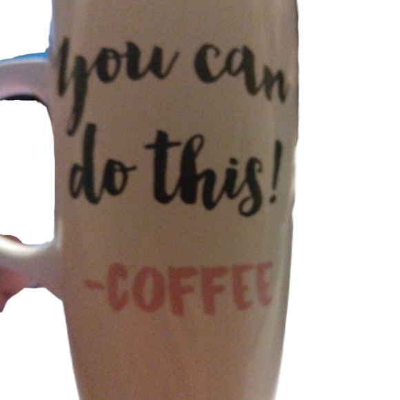 Motivational Large Mug:"You Can Do This Coffee" 6" White w. Black/Pink Lettering - Picture 8 of 8